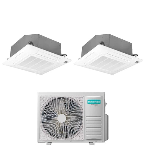 Climatizzatore Condizionatore Hisense a Cassetta Dual Split 9000+12000 Btu 2AMW52U4RXC R-32 Wi-Fi Optional con Telecomando e Pannello Incluso