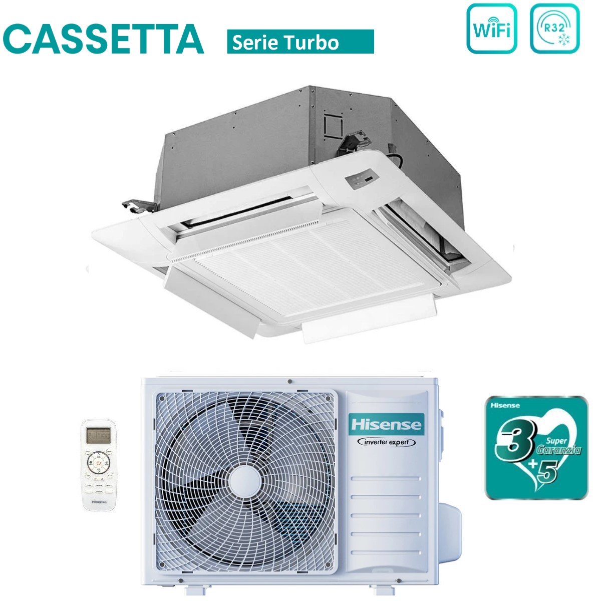 Climatizzatore Condizionatore Hisense a Cassetta 12000 Btu ACT35UR4RCC8 + AUW35U4RS8 R-32
