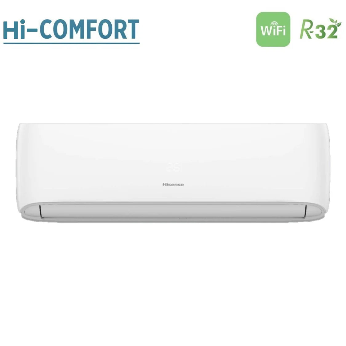 Climatizzatore Condizionatore Hisense Dual Split Inverter serie HI-COMFORT 9+18 con 3AMW62U4RJC R-32 Wi-Fi Integrato 9000+18000