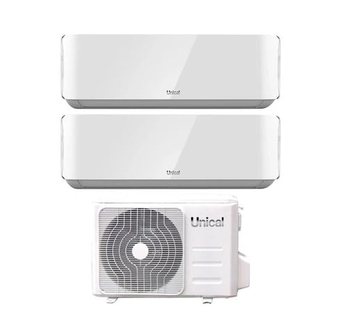 Climatizzatore Condizionatore Unical Inverter serie AIR CRISTAL Dual Split 10000+18000 Btu KMX4 28HE R-32 Wi-Fi Optional