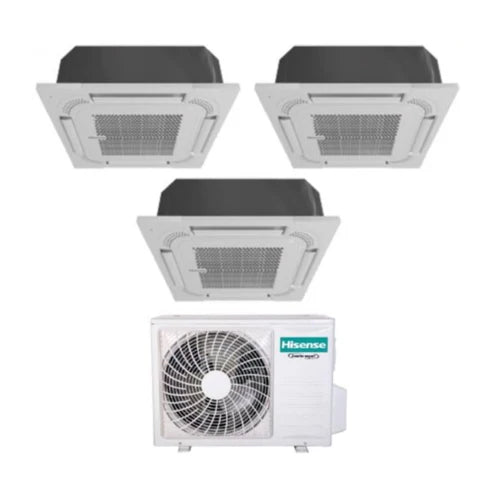 Climatizzatore Condizionatore Hisense a Cassetta Trial Split 9000+9000+12000 Btu 3AMW62U4RFA R-32 Wi-Fi Optional con Telecomando e Pannello Incluso