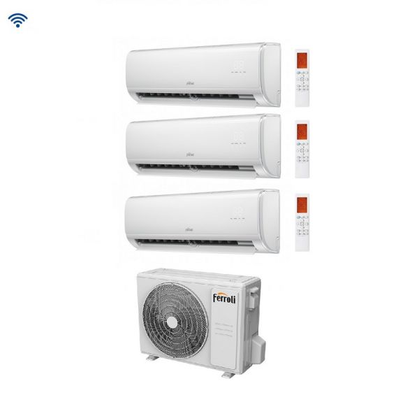 Ferroli Climatizzatore Trial split Giada M 12+12+12 con 2CP001RF-27-3 R 32 Inverter Wi-Fi Classe A++