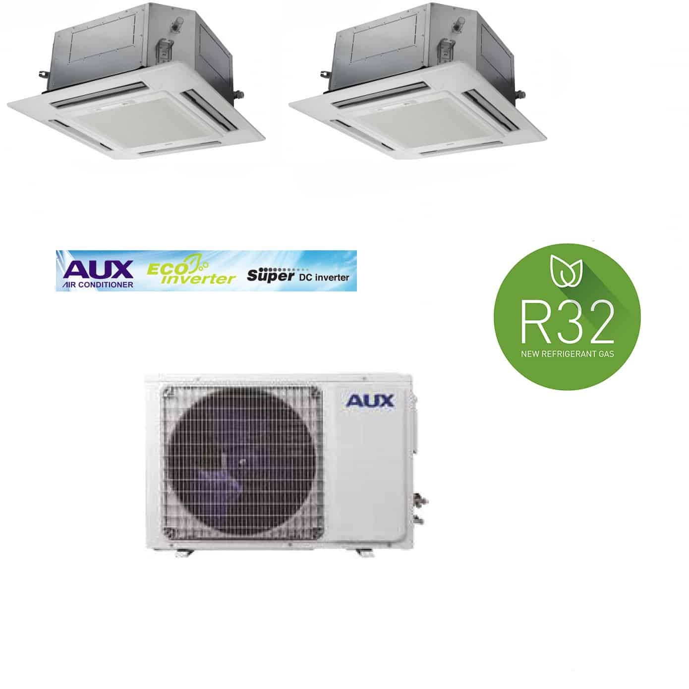 Climatizzatore Condizionatore Aux Dual Split a Cassetta 12+12 con AM3-H24 R-410 12000+12000