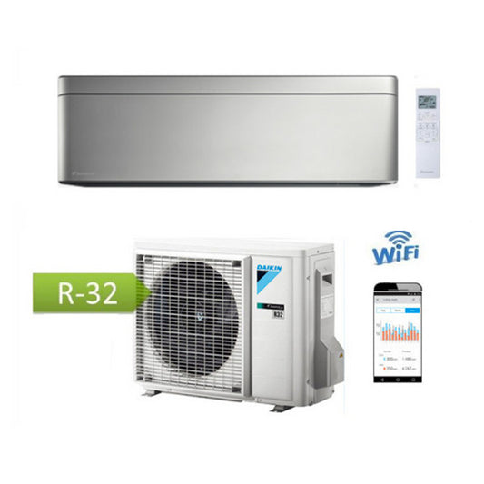 CLIMATIZZATORE CONDIZIONATORE DAIKIN BLUEVOLUTION INVERTER STYLISH SILVER 12000 BTU WI-FI A+++ R-32 FTXA35AS