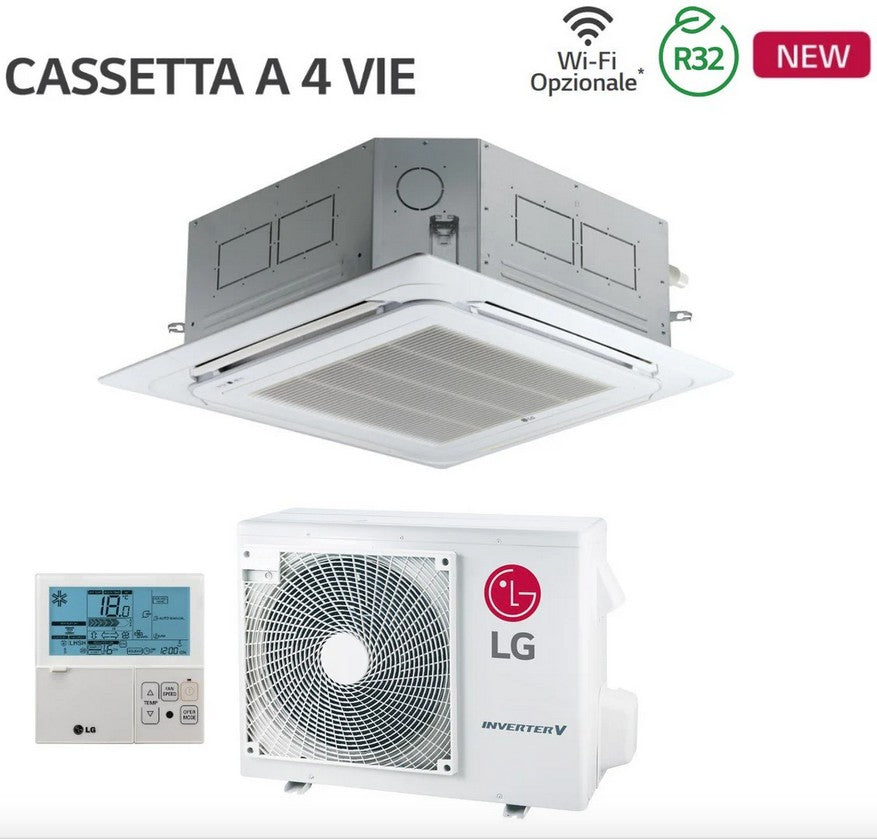 Climatizzatore Condizionatore LG Cassetta a 4 Vie Inverter 12000 Btu CT12F R-32 Wi-Fi Optional con Pannello Incluso