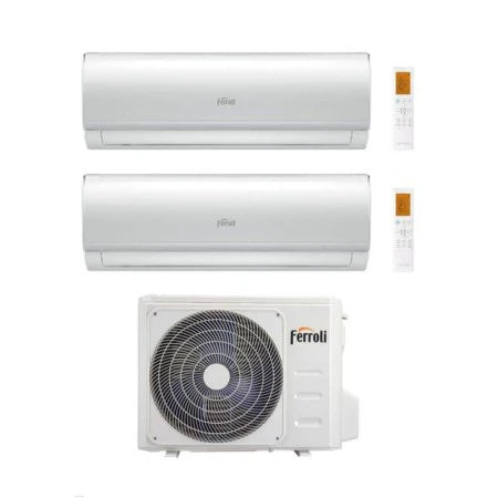 Ferroli Climatizzatore Dual split Giada M 12+18 con 2CP001RF-27-3 R 32 Inverter Wi-Fi Classe A++